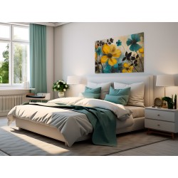 Granatowy nagietek - nowoczesny obraz na płótnie