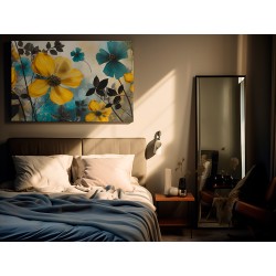 Granatowy nagietek - nowoczesny obraz na płótnie