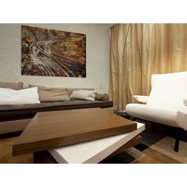 Dynamika w brązach - nowoczesny obraz do sypialni - 120x80 cm