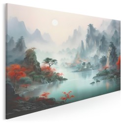 Mglisty poranek - nowoczesny obraz na płótnie