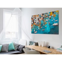 Wakacyjne cumowanie - nowoczesny obraz na płótnie