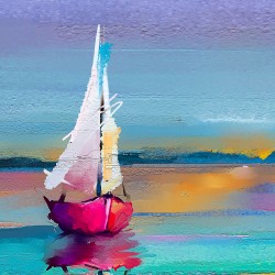 Zachód słońca na Mazurach - nowoczesny obraz na płótnie