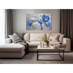 Niebieskie irysy - nowoczesny obraz na płótnie