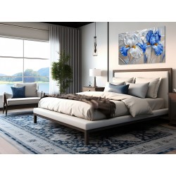 Niebieskie irysy - nowoczesny obraz na płótnie