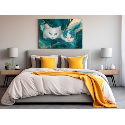 W towarzystwie kotów - nowoczesny obraz na płótnie