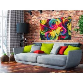 Tęczowe róże - fotografia na płótnie - 120x80 cm