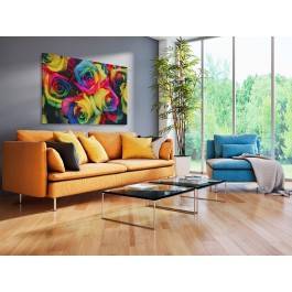 Tęczowe róże - fotografia na płótnie - 120x80 cm