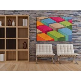 Kolorowe bloki - nowoczesny obraz na płótnie - 120x80 cm