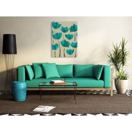 Maki w turkusie - nowoczesny obraz na płótnie - 50x70 cm
