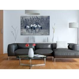 Żurawie wśród tataraku - nowoczesny obraz na płótnie - 120x80 cm