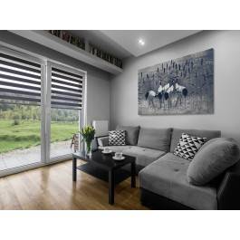 Żurawie wśród tataraku - nowoczesny obraz na płótnie - 120x80 cm Żurawie wśród tataraku - nowoczesny obraz na płótnie - 120x80 cm