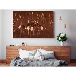 Żurawie na mokradłach - nowoczesny obraz na płótnie - 120x80 cm