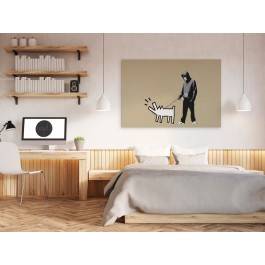 Banksy - Szczekający pies - nowoczesny obraz na płótnie - 120x80 cm Banksy - Szczekający pies - nowoczesny obraz na płótnie - 120x80 cm
