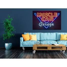 Muscle car garage - nowoczesny obraz na płótnie - 120x80 cm
