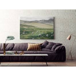 Pejzaż z alpakami - zdjęcie na płótnie - 120x80 cm Pejzaż z alpakami - zdjęcie na płótnie - 120x80 cm