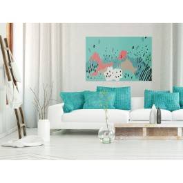 Turkusowe epitafium - nowoczesny obraz na płótnie - 120x80 cm