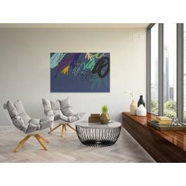 Liryczne indygo - nowoczesny obraz na płótnie - 120x80 cm