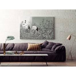 Dumne żurawie - nowoczesny obraz na płótnie - 120x80 cm