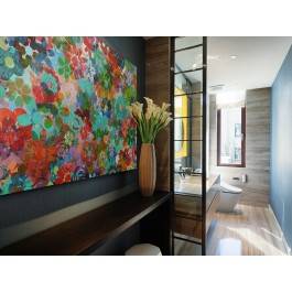 Barwna rabatka - nowoczesny obraz na płótnie - 120x80 cm Barwna rabatka - nowoczesny obraz na płótnie - 120x80 cm