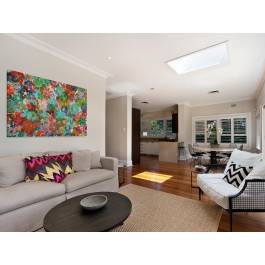 Barwna rabatka - nowoczesny obraz na płótnie - 120x80 cm Barwna rabatka - nowoczesny obraz na płótnie - 120x80 cm