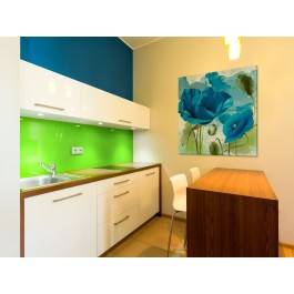 Kwiecisty błękit paryski - nowoczesny obraz do salonu - 80x80 cm