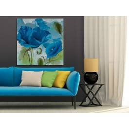 Kwiecisty błękit paryski - nowoczesny obraz do salonu - 80x80 cm