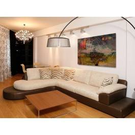 Zachód w opuszczonym lesie - nowoczesny obraz na płótnie - 120x80 cm