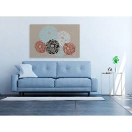 Złociste chryzantemy - nowoczesny obraz do sypialni - 120x80 cm