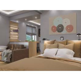 Złociste chryzantemy - nowoczesny obraz do sypialni - 120x80 cm