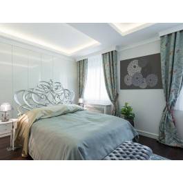 Srebrzyste chryzantemy - nowoczesny obraz na płótnie - 120x80 cm