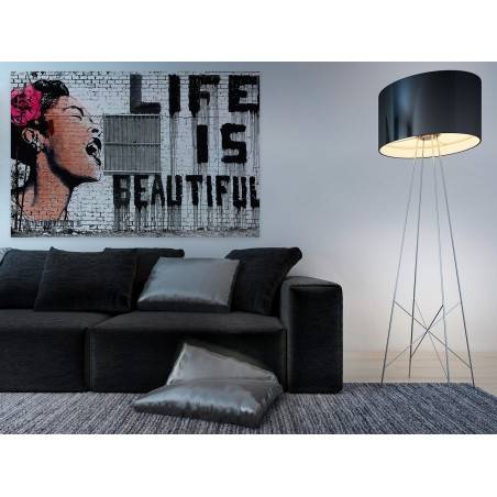 Banksy - Life is beautiful - nowoczesny obraz na płótnie - 120x80 cm