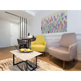 Lawendowa weranda - nowoczesny obraz na płótnie - 120x80 cm